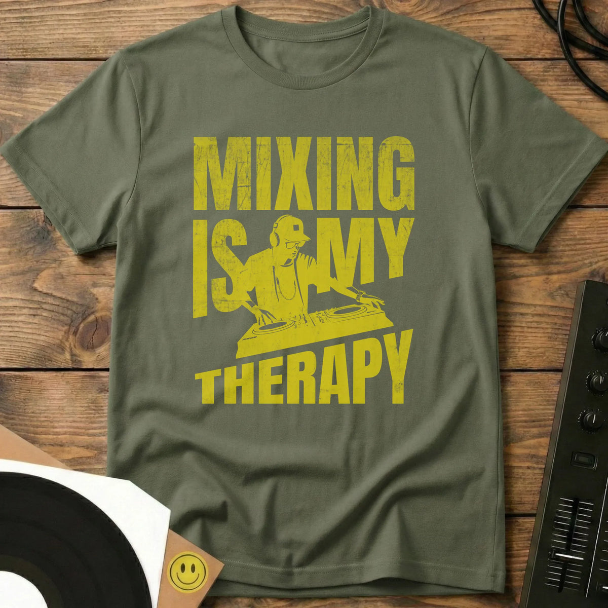Mixing Is My Therapy - Yellow T-Shirt Military Green / S Mixing Is My Therapy - Yellow T-Shirt
