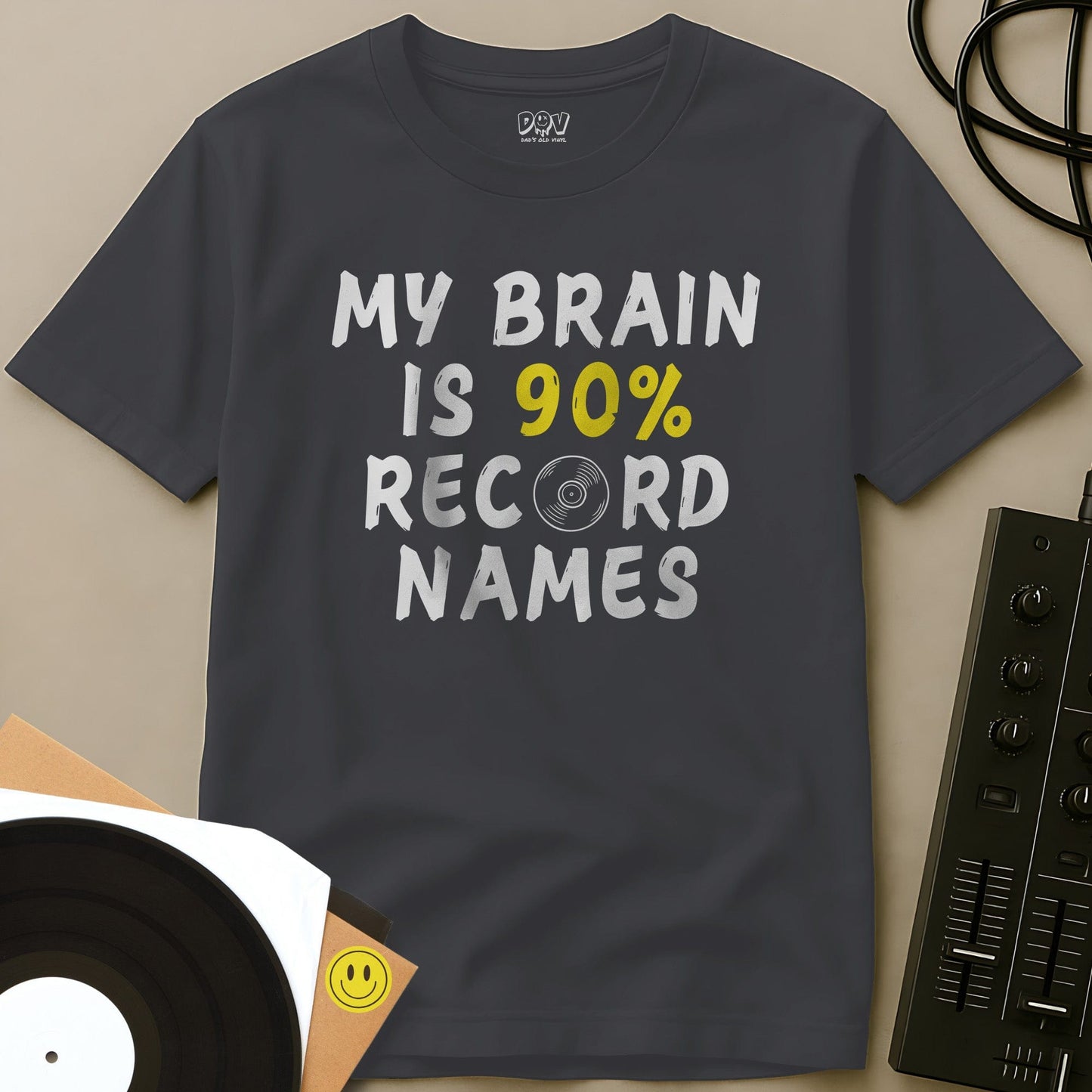90% Record Names T-Shirt Charcoal / S 90% Record Names T-Shirt