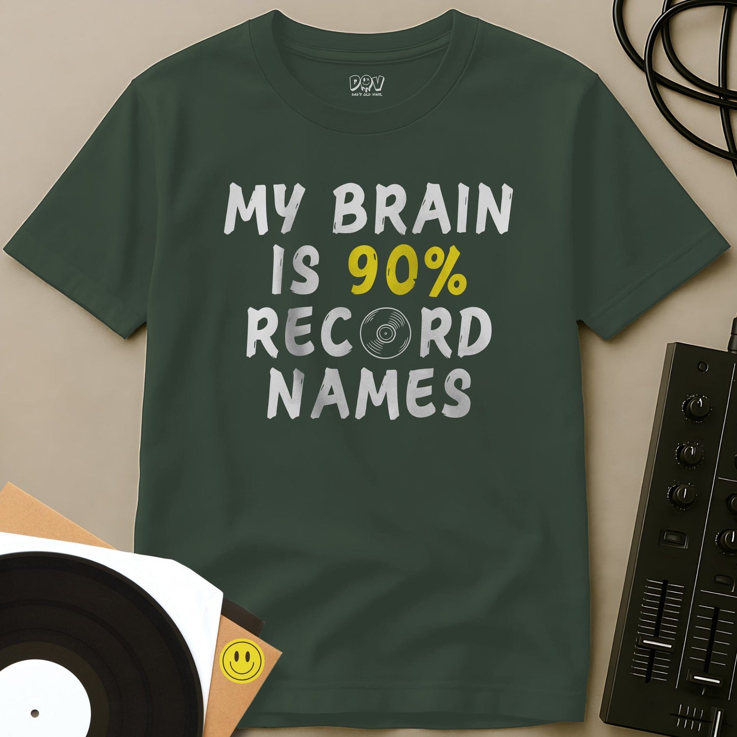 90% Record Names T-Shirt Military Green / S 90% Record Names T-Shirt