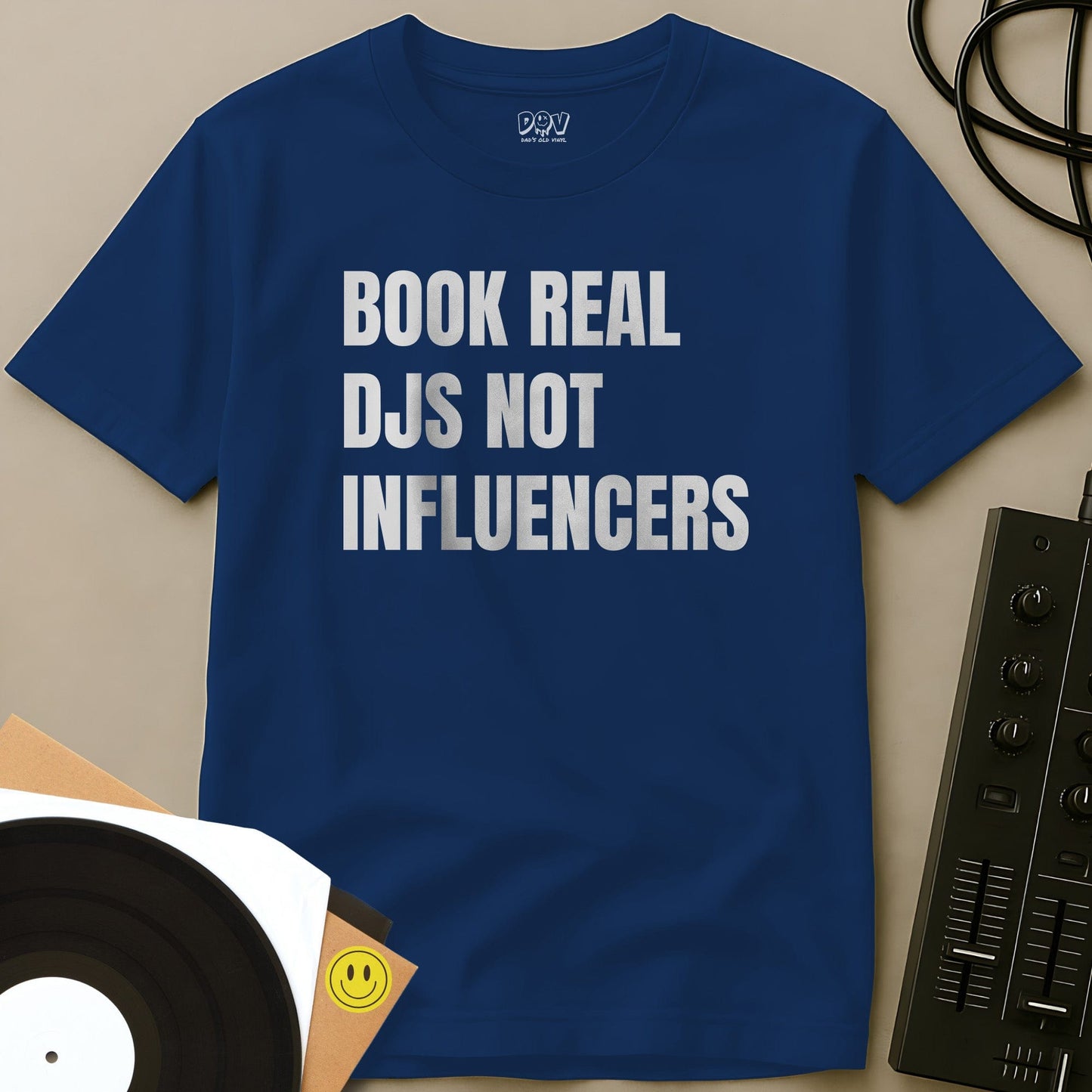 Book Real DJs Not Influencers T-Shirt Royal / S Book Real DJs Not Influencers T-Shirt
