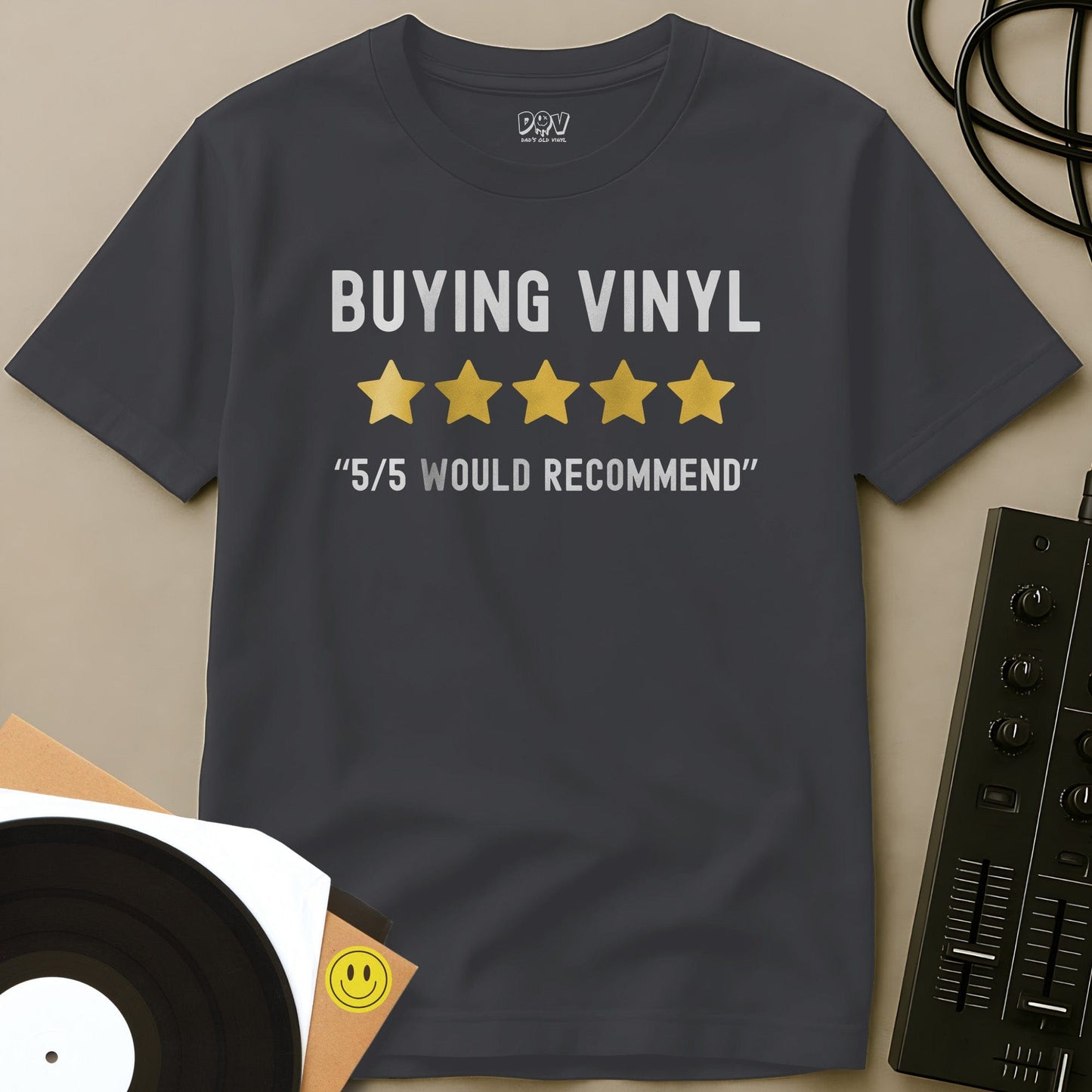 Buying Vinyl T-Shirt Charcoal / S Buying Vinyl T-Shirt