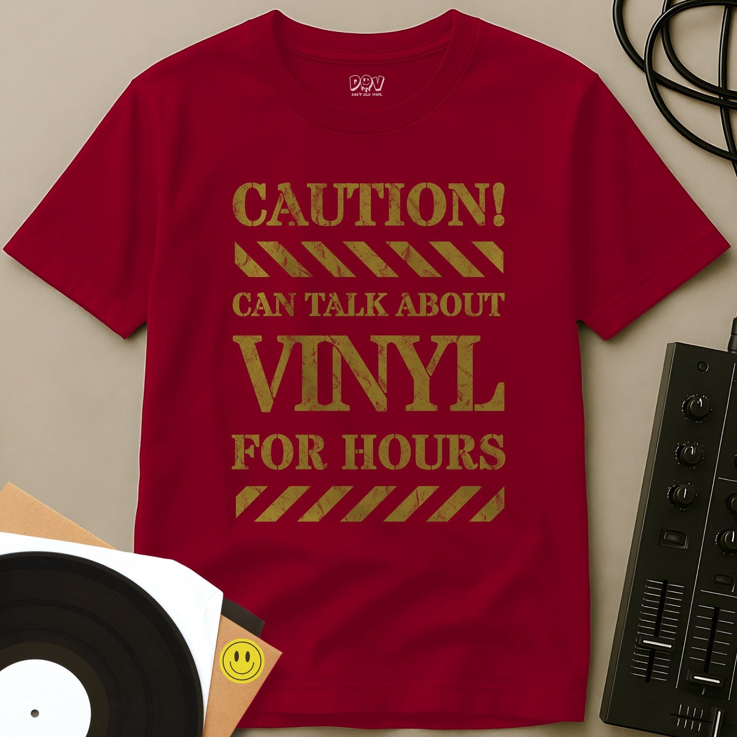 Can Talk About Vinyl T-Shirt Red / S Can Talk About Vinyl T-Shirt
