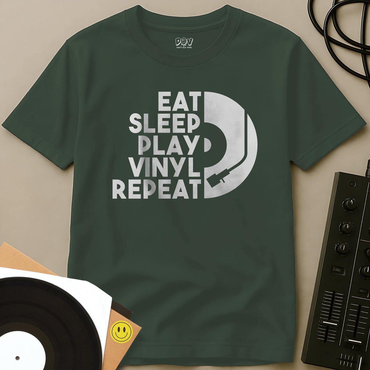 Eat, Sleep, Play Vinyl T-Shirt Military Green / S Eat, Sleep, Play Vinyl T-Shirt