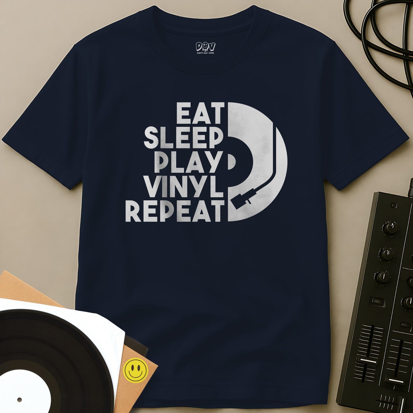 Eat, Sleep, Play Vinyl T-Shirt Navy / S Eat, Sleep, Play Vinyl T-Shirt
