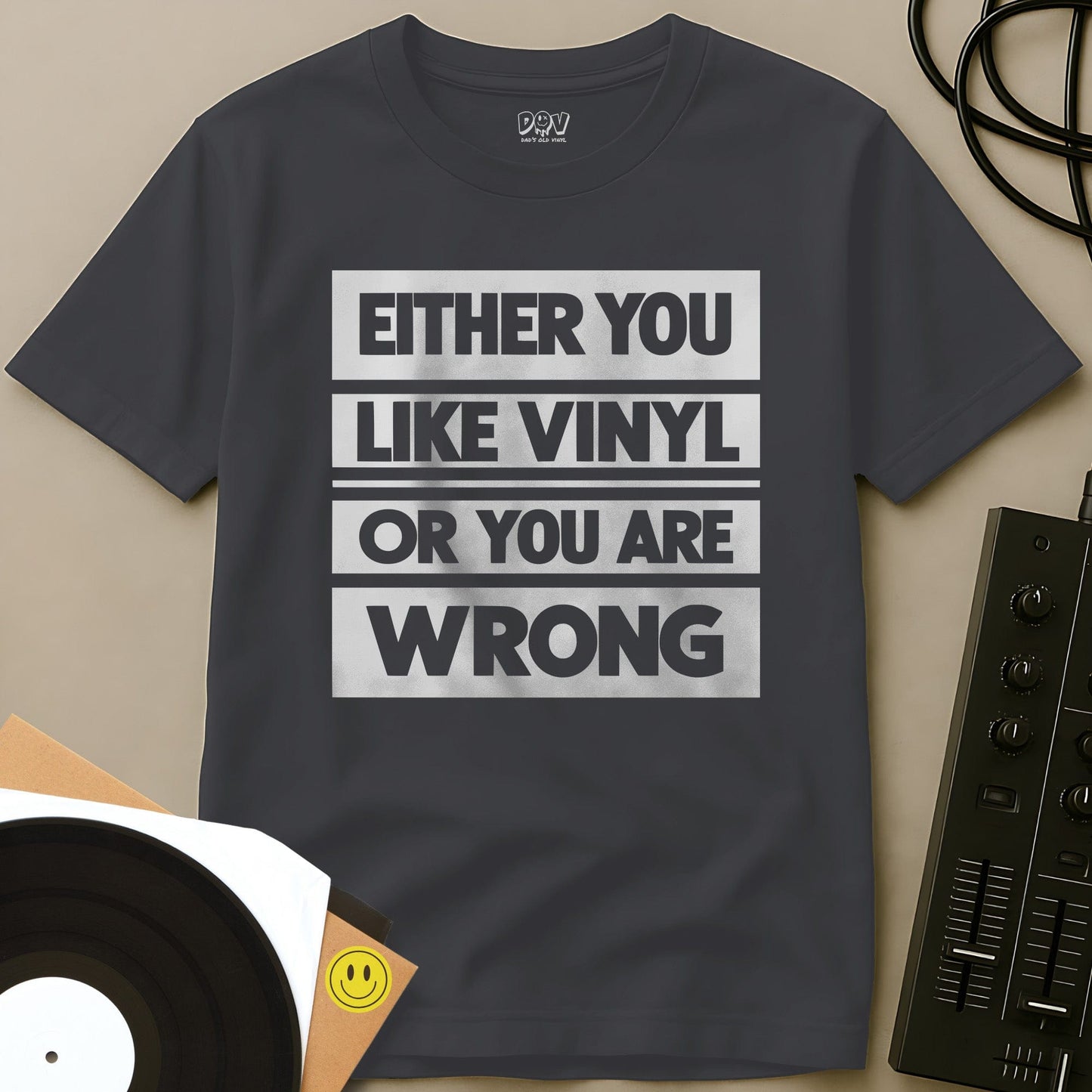 Either You Like Vinyl T-Shirt Charcoal / S Either You Like Vinyl T-Shirt