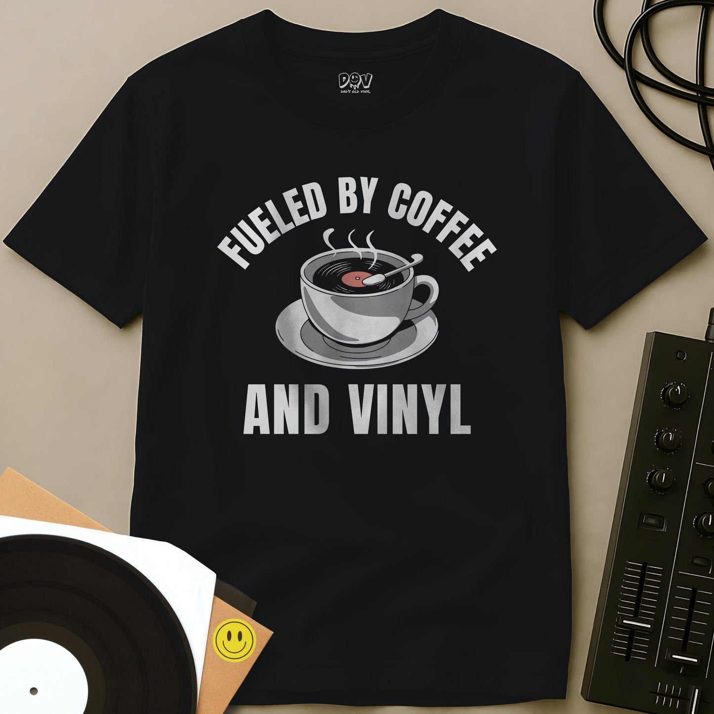 Fueled By Coffee And Vinyl T-Shirt Black / S Fueled By Coffee And Vinyl T-Shirt