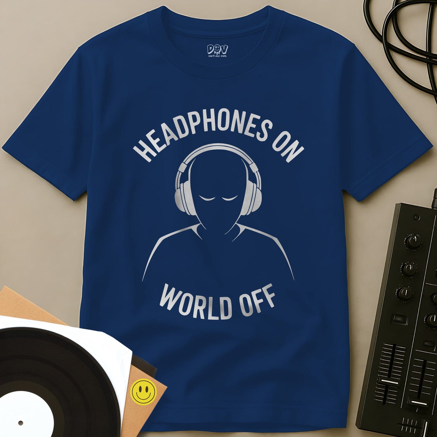 Headphones On World Off T-Shirt Royal / S Headphones On World Off T-Shirt