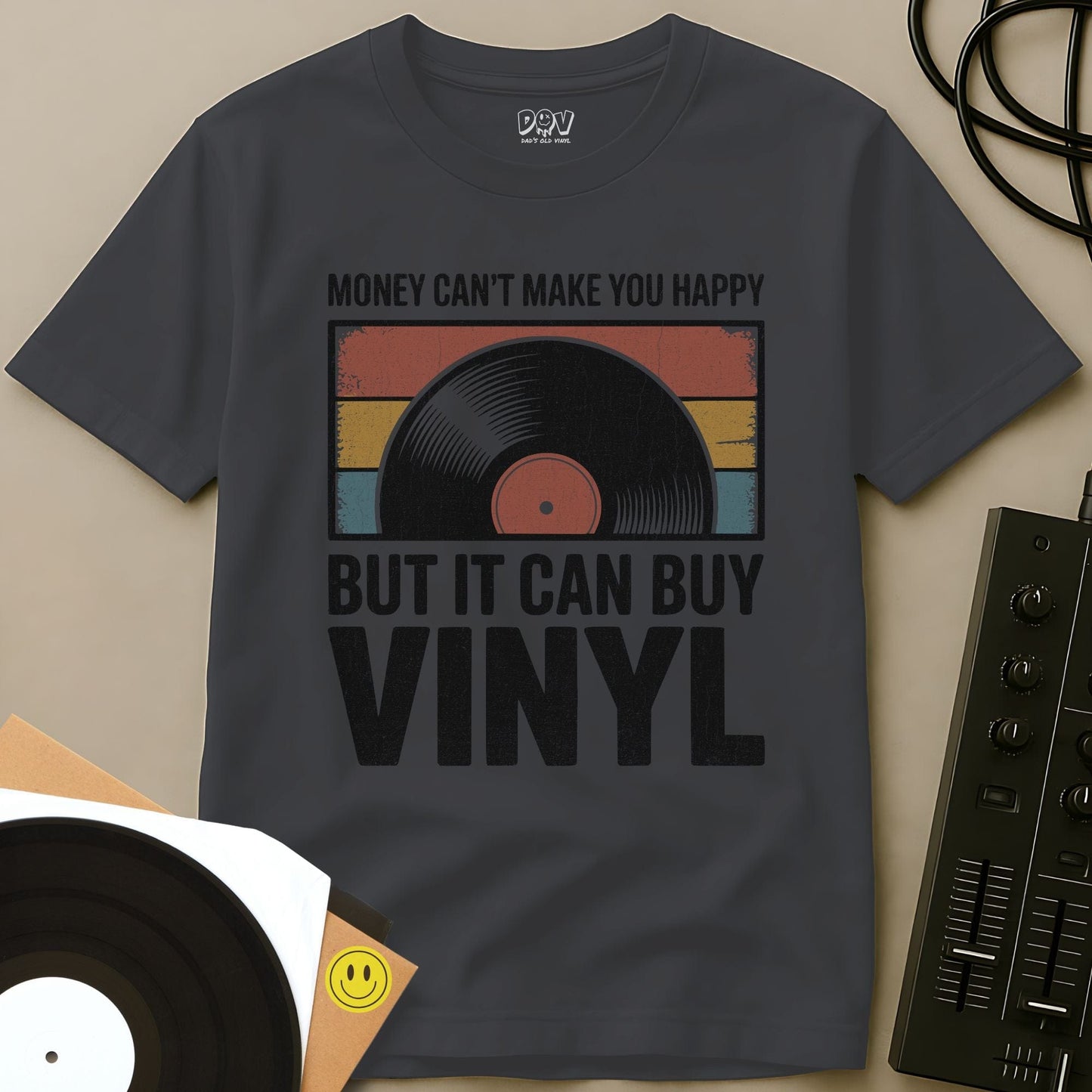It Can Buy Vinyl T-Shirt Charcoal / S It Can Buy Vinyl T-Shirt