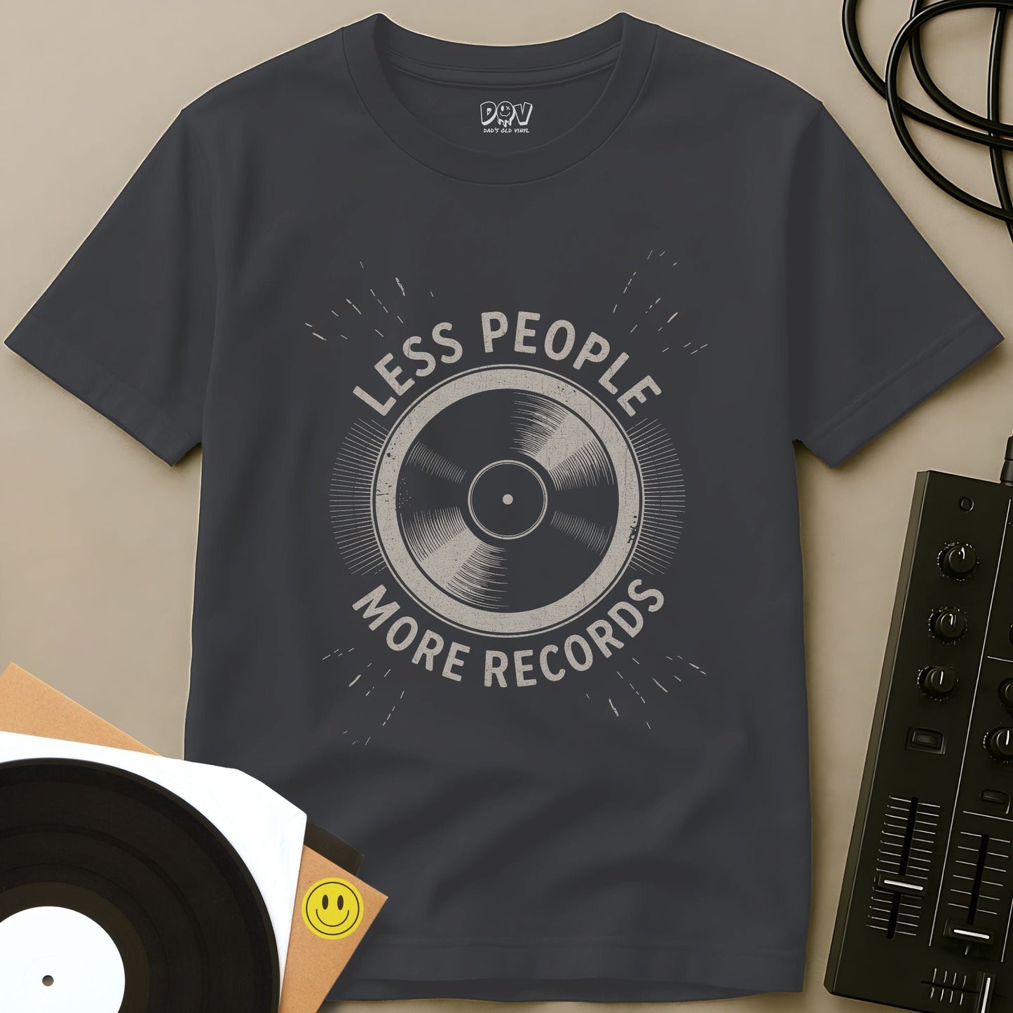 Less People More Records T-Shirt Charcoal / S Less People More Records T-Shirt