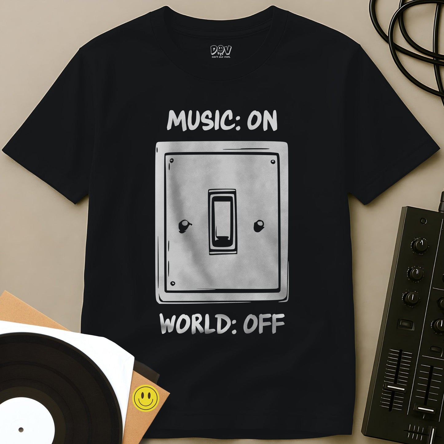 Music On, World Off T-Shirt Black / S Music On, World Off T-Shirt