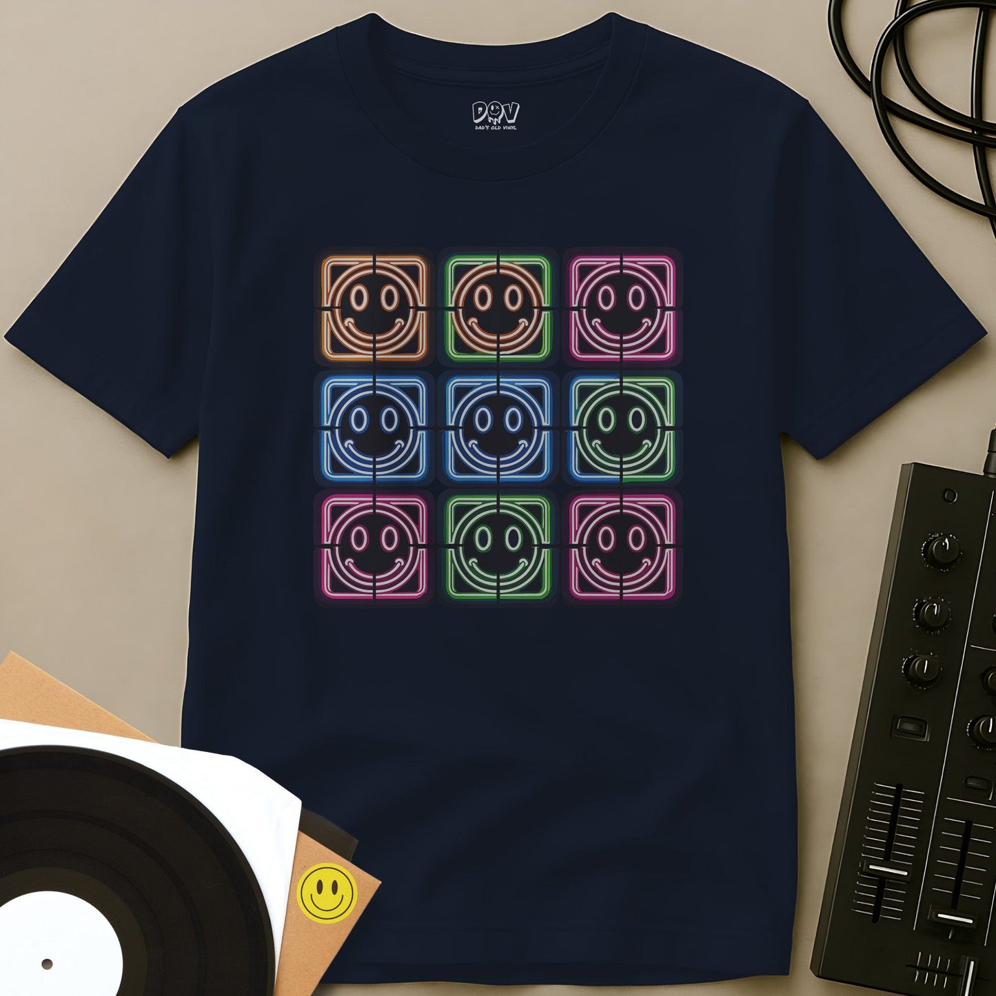 Neon Acid Grid T-Shirt Navy / S Neon Acid Grid T-Shirt