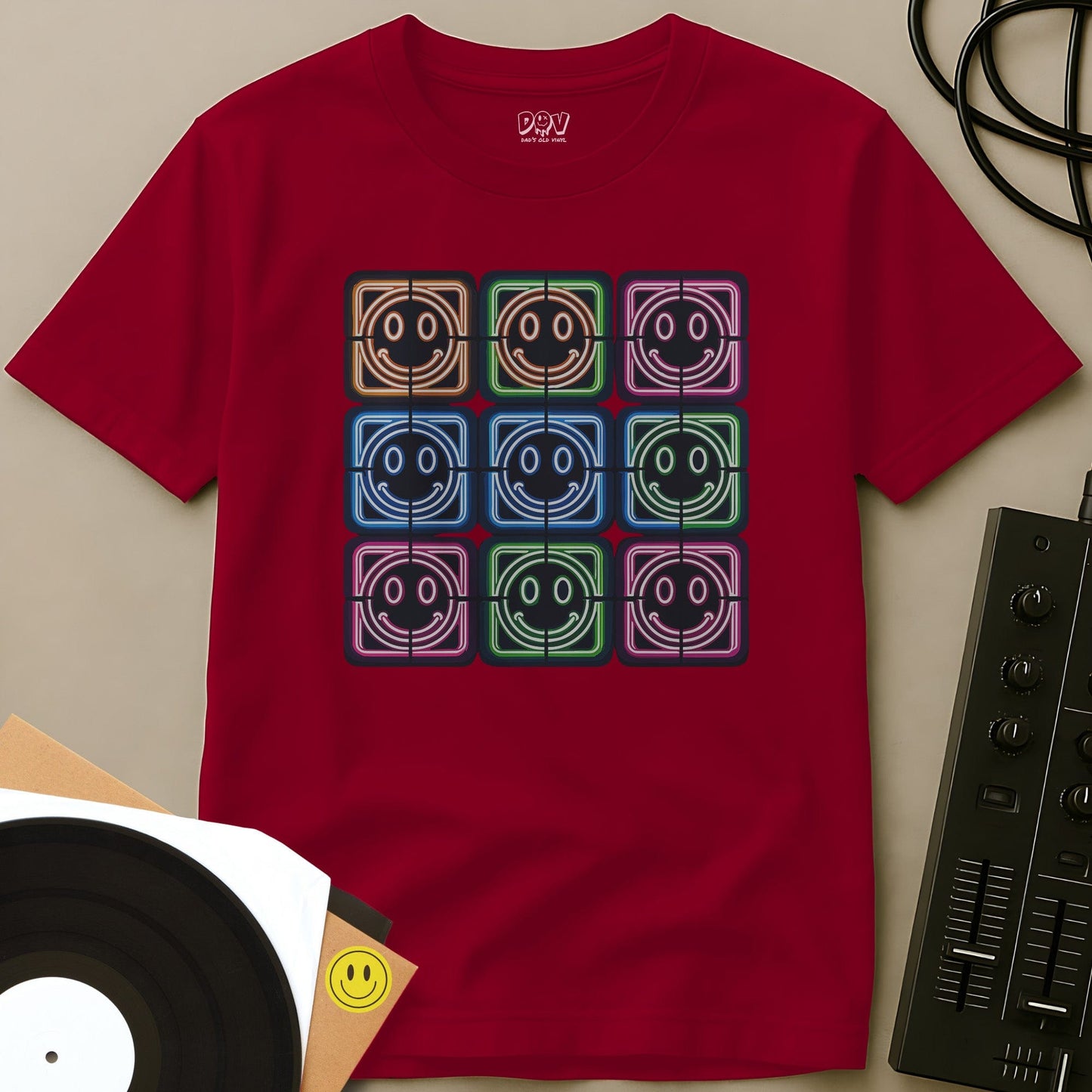 Neon Acid Grid T-Shirt Red / S Neon Acid Grid T-Shirt