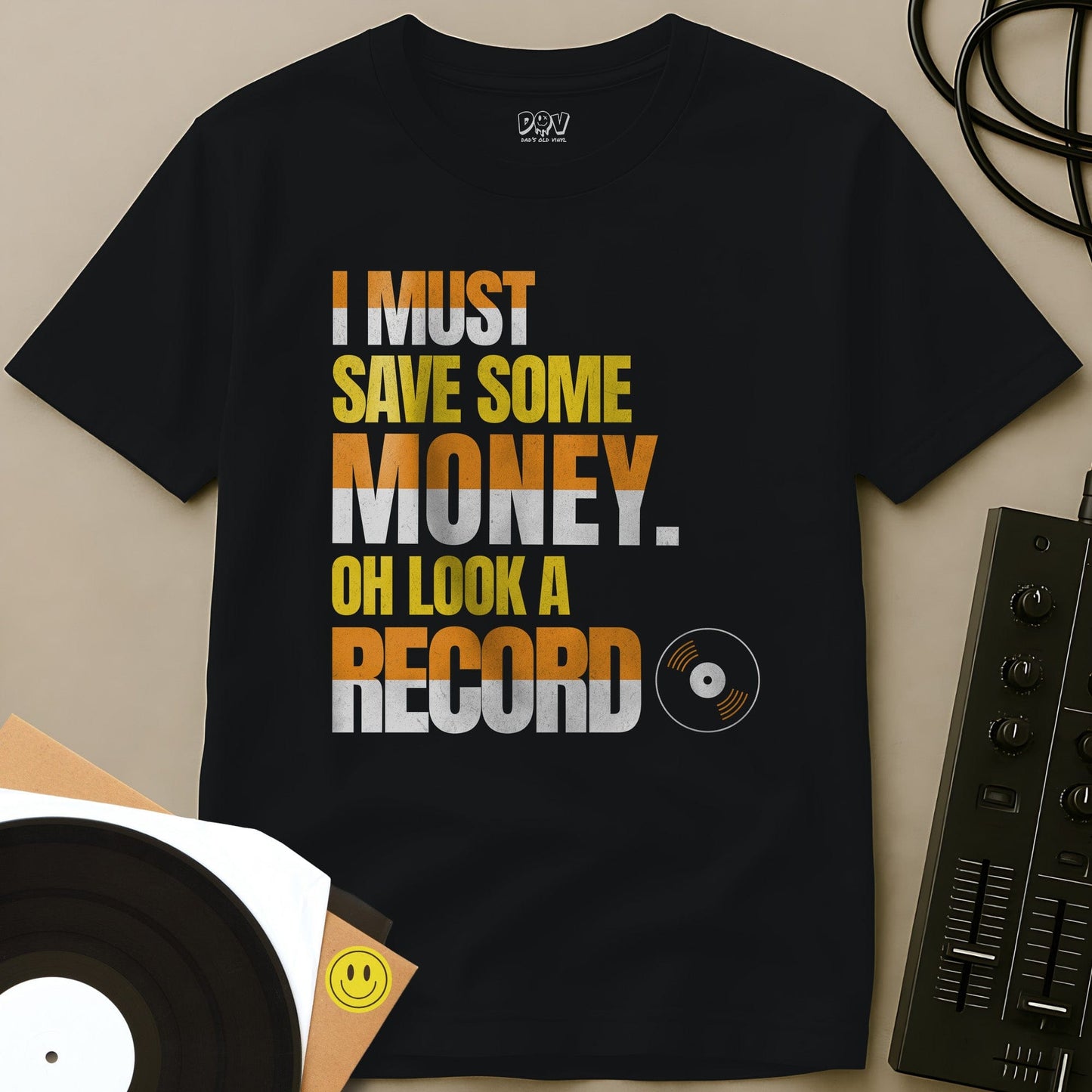 Oh Look A Record T-Shirt Black / S Oh Look A Record T-Shirt