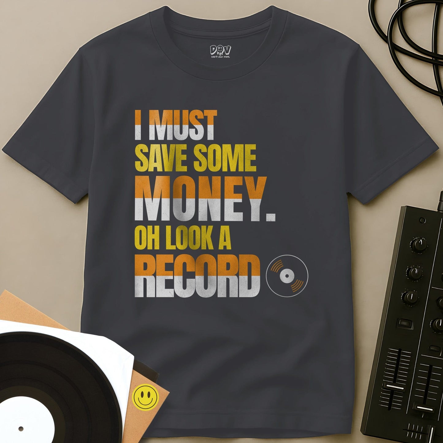 Oh Look A Record T-Shirt Charcoal / S Oh Look A Record T-Shirt