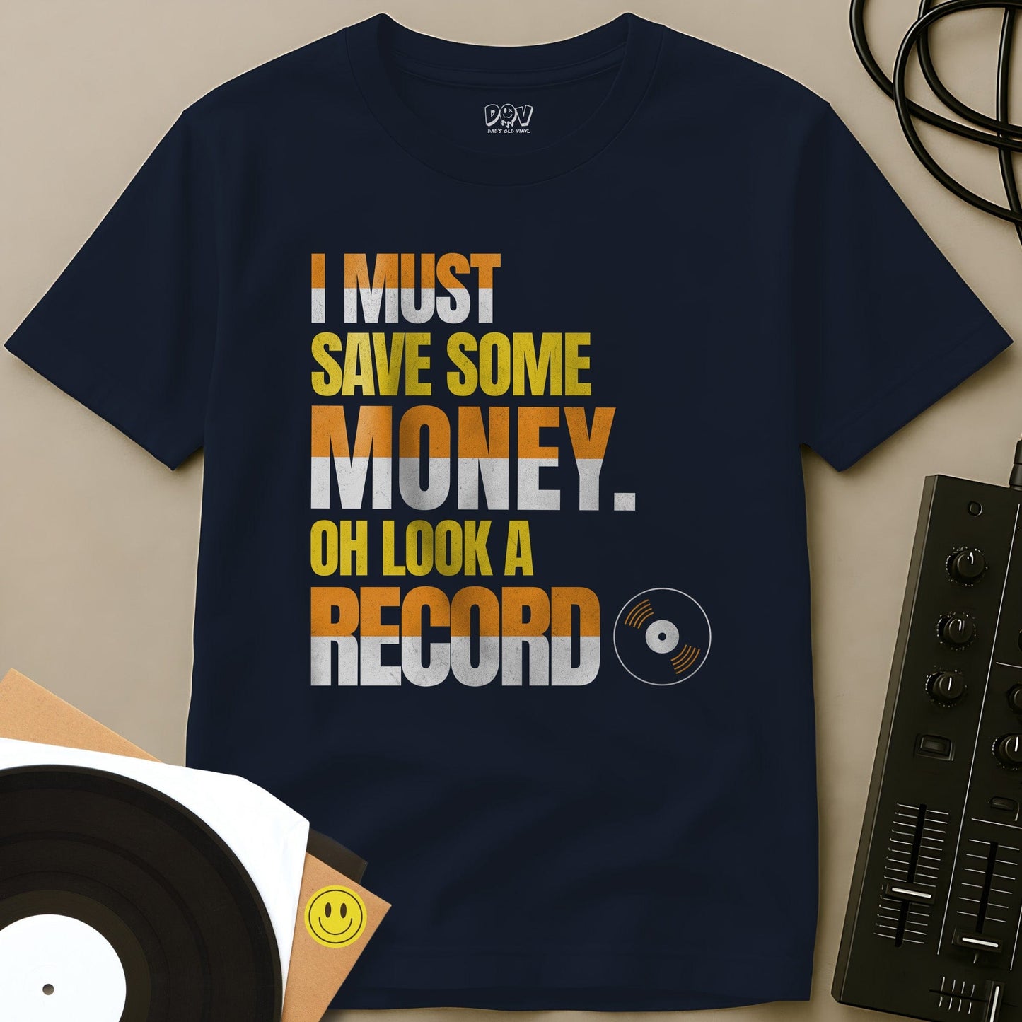Oh Look A Record T-Shirt Navy / S Oh Look A Record T-Shirt