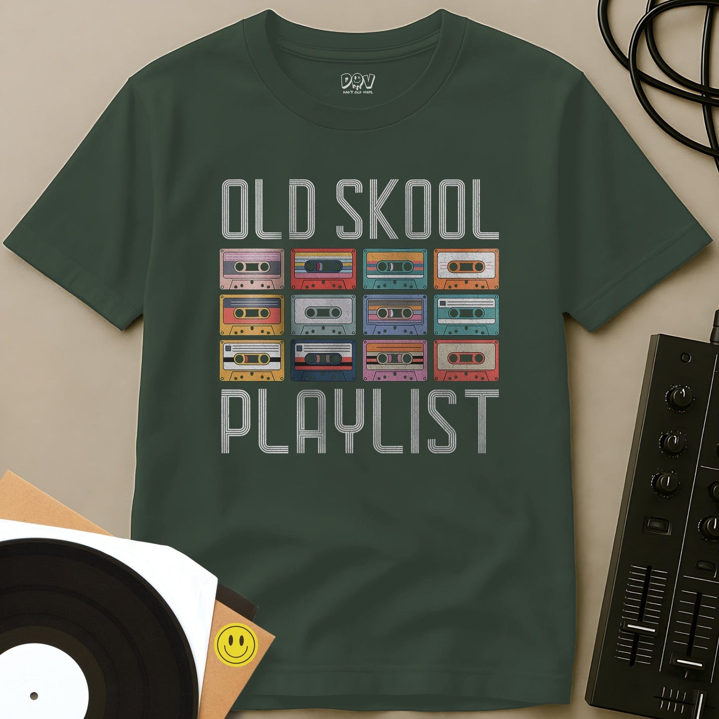 Old Skool Playlist T-Shirt Military Green / S Old Skool Playlist T-Shirt