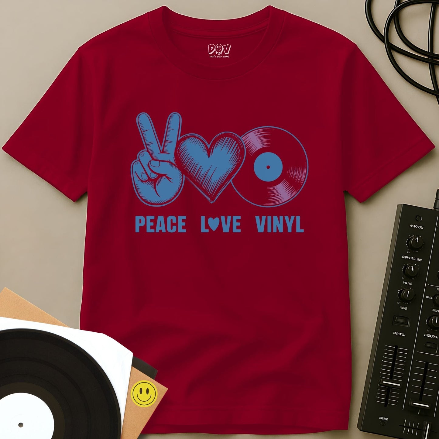 Peace, Love, Vinyl T-Shirt Red / S Peace, Love, Vinyl T-Shirt