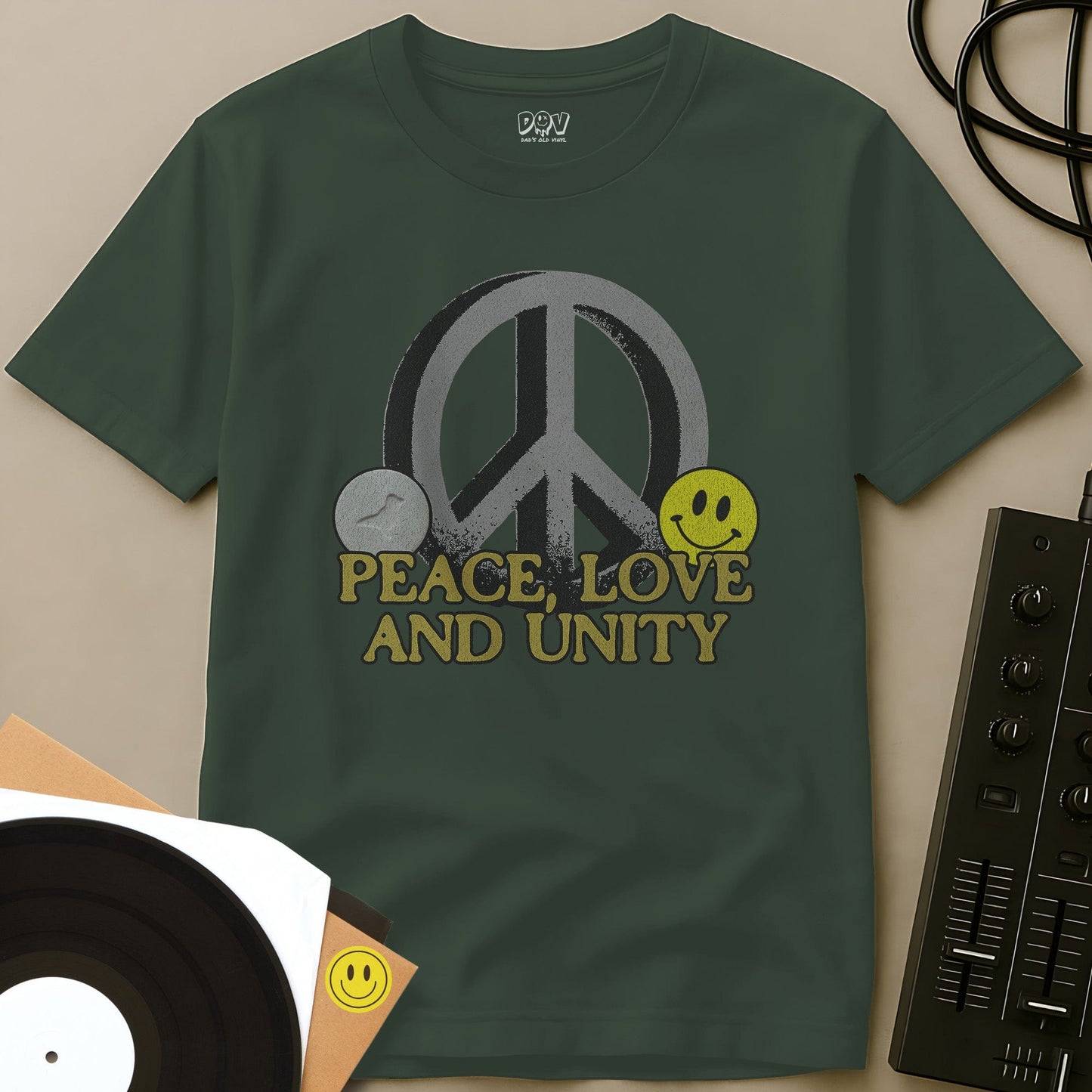 Peace Sign, Love And Unity T-Shirt Military Green / S Peace Sign, Love And Unity T-Shirt