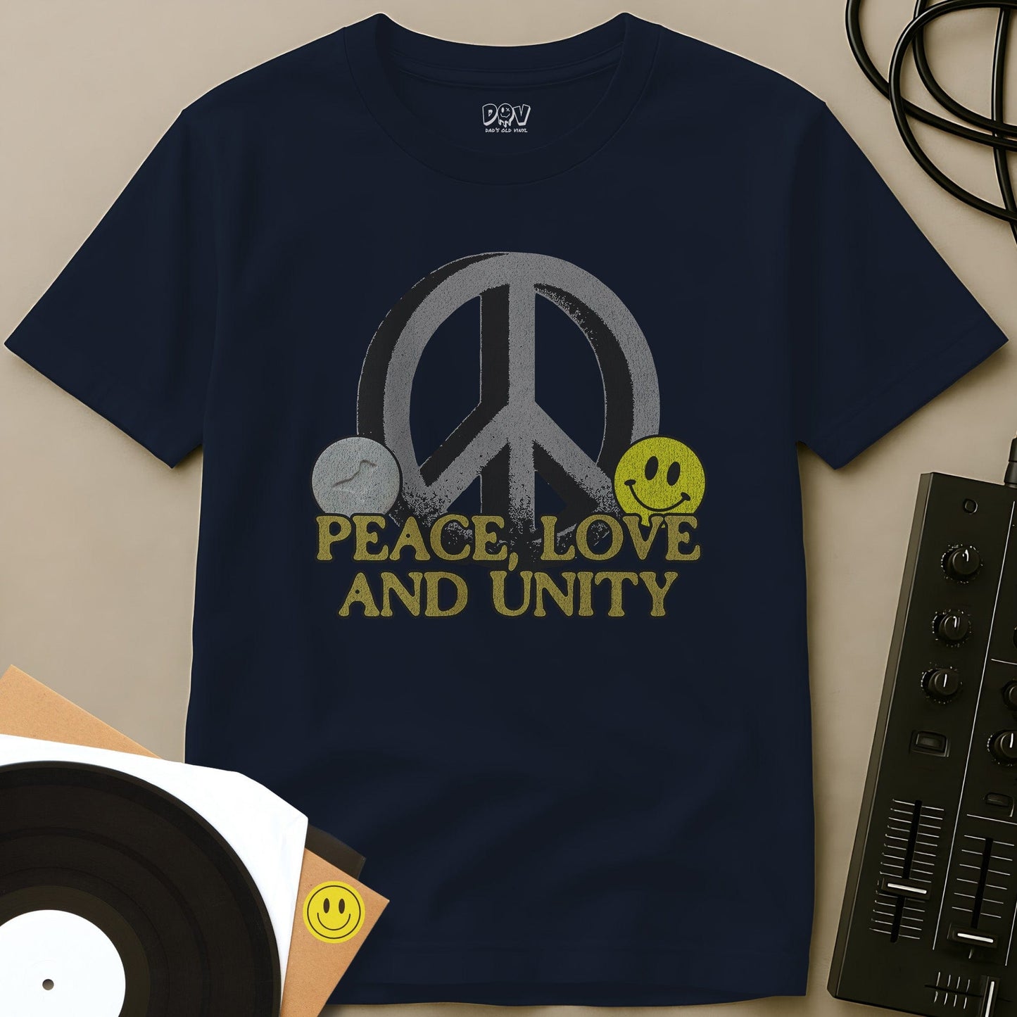 Peace Sign, Love And Unity T-Shirt Navy / S Peace Sign, Love And Unity T-Shirt