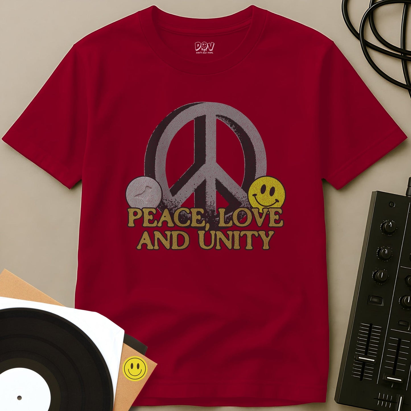 Peace Sign, Love And Unity T-Shirt Red / S Peace Sign, Love And Unity T-Shirt