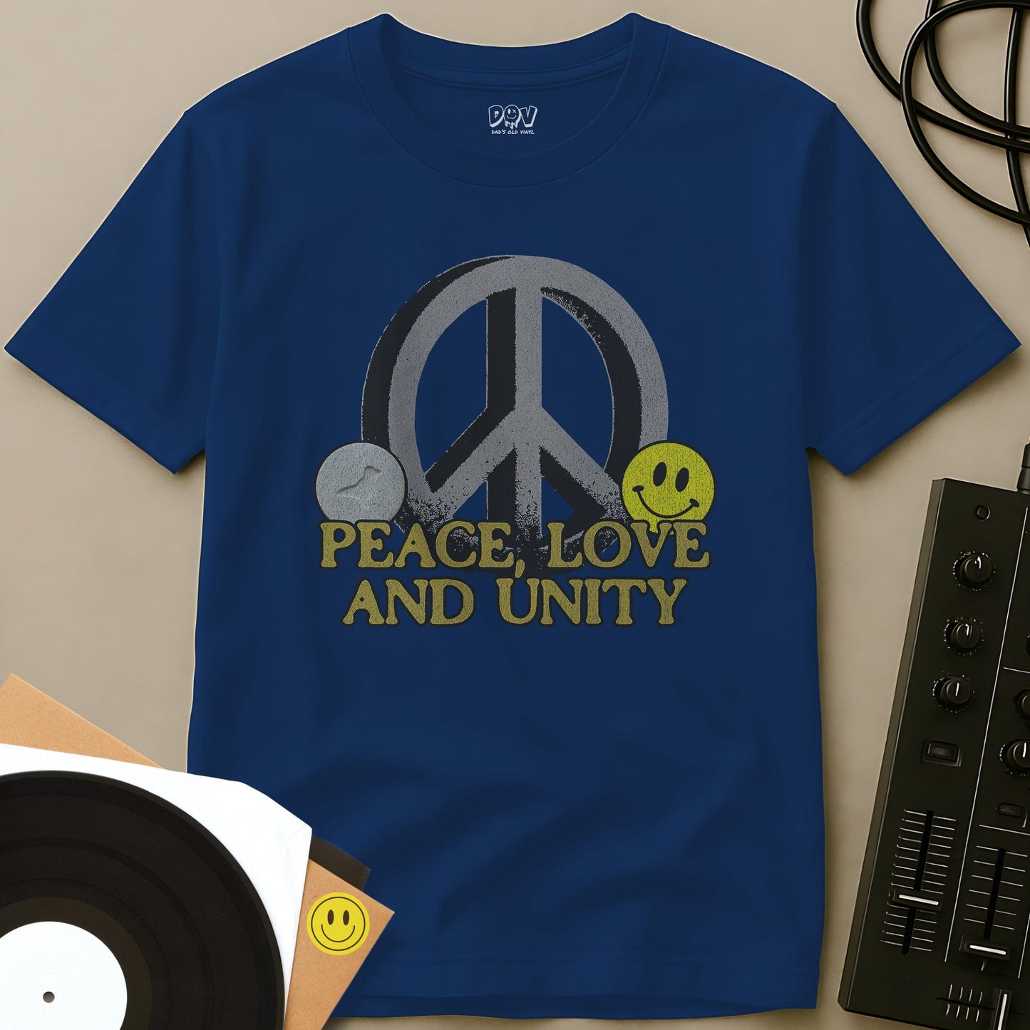 Peace Sign, Love And Unity T-Shirt Royal / S Peace Sign, Love And Unity T-Shirt