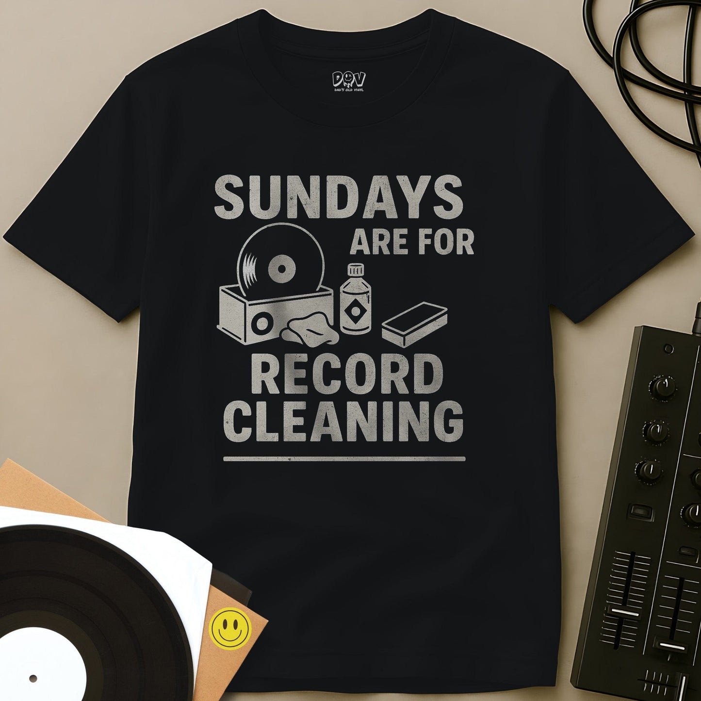 Sundays Are For Record Cleaning T-Shirt Black / S Sundays Are For Record Cleaning T-Shirt