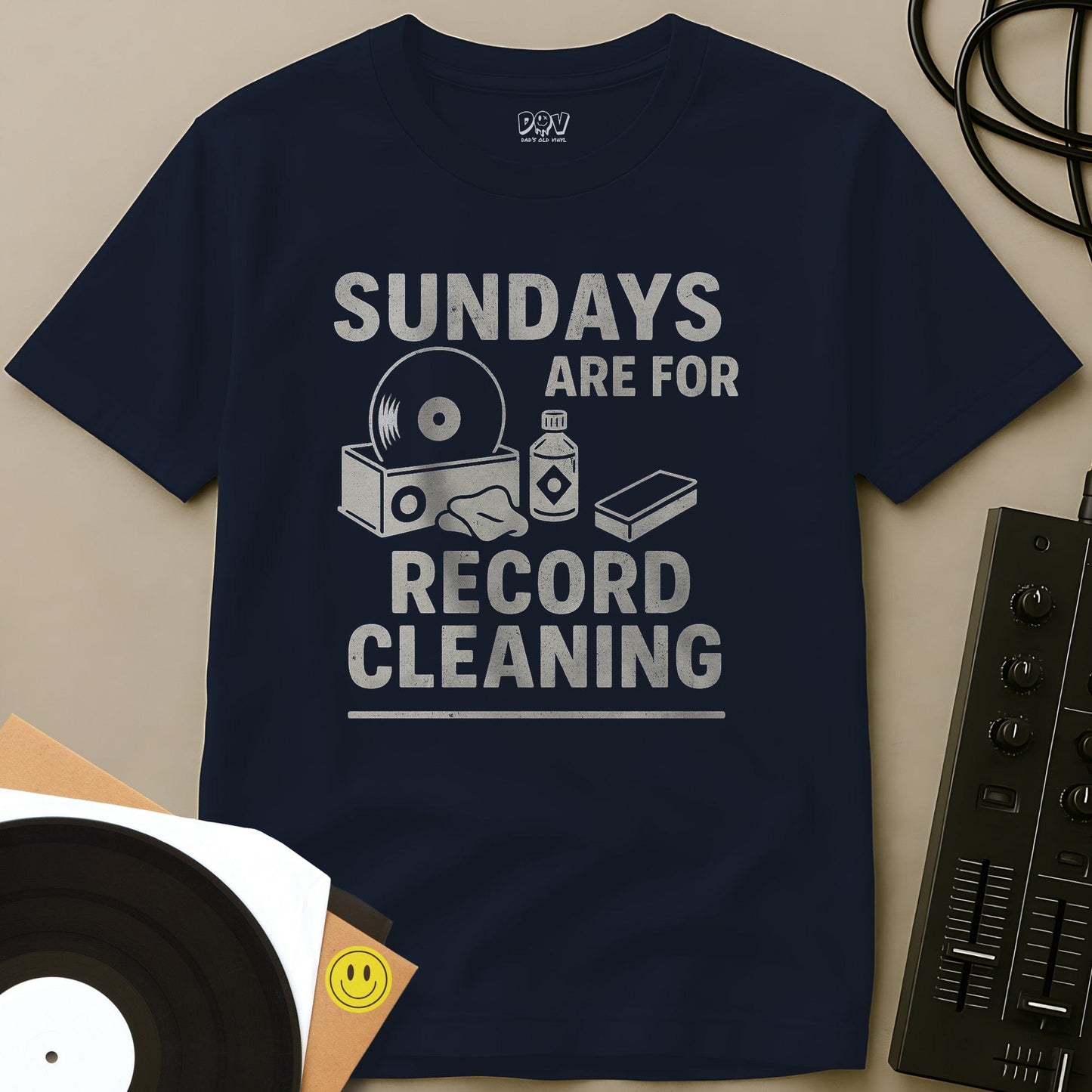 Sundays Are For Record Cleaning T-Shirt Navy / S Sundays Are For Record Cleaning T-Shirt