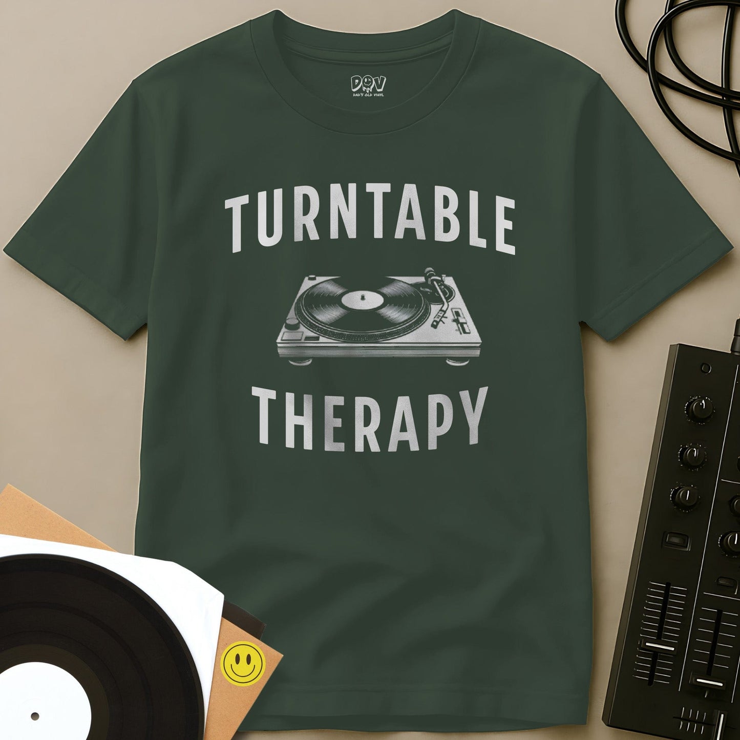 Turntable Therapy T-Shirt Military Green / S Turntable Therapy T-Shirt