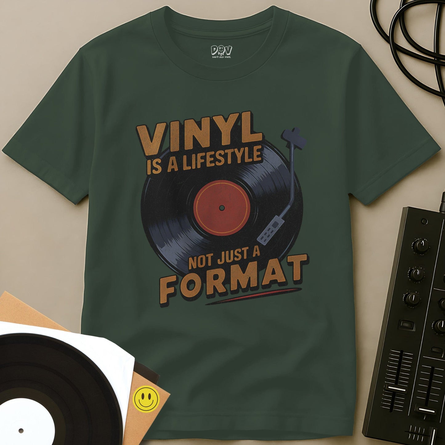 Vinyl Is A Lifestyle T-Shirt Military Green / S Vinyl Is A Lifestyle T-Shirt