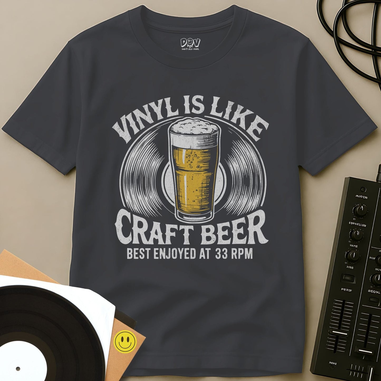Vinyl Is Like Craft Beer T-Shirt Charcoal / S Vinyl Is Like Craft Beer T-Shirt