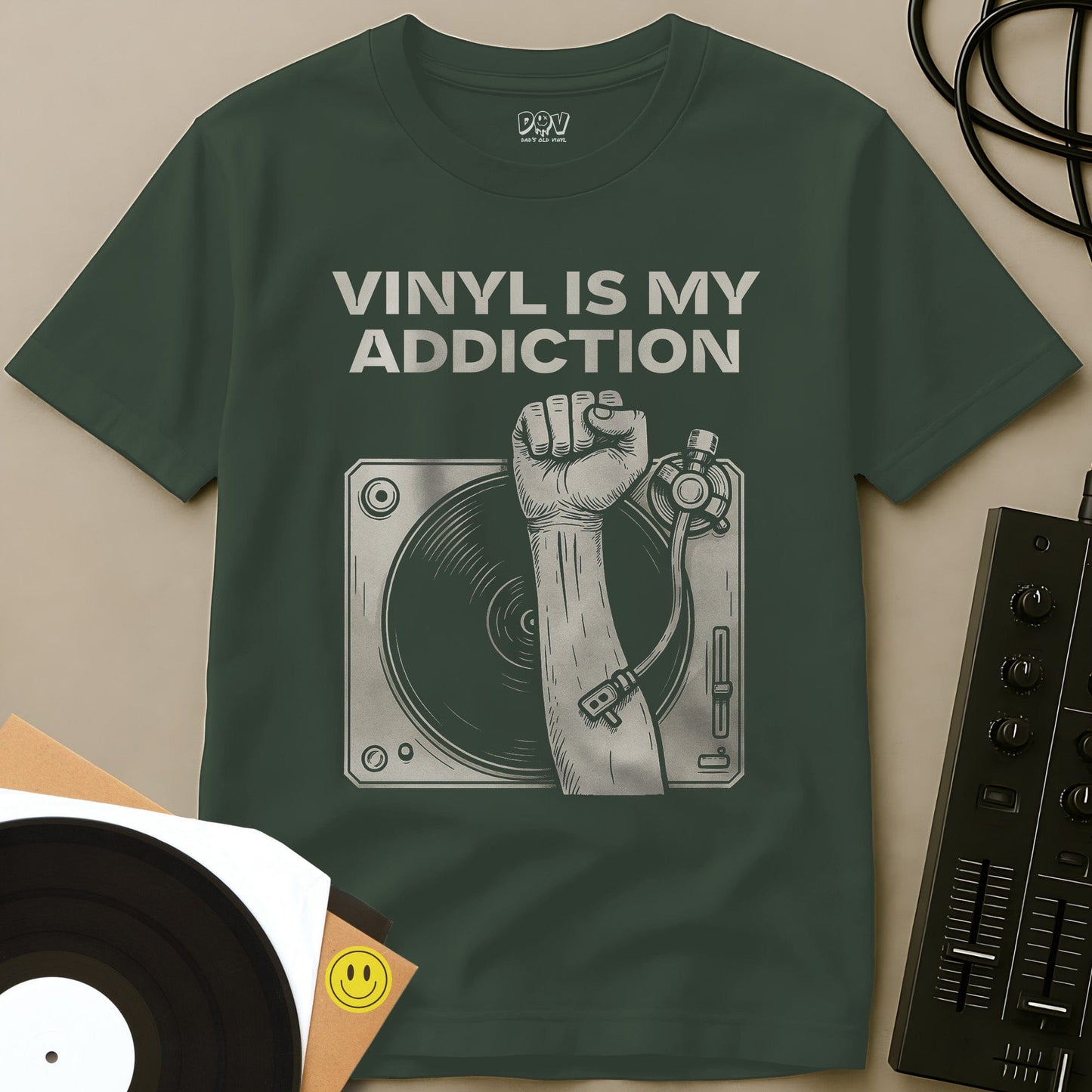 Vinyl Is My Addiction T-Shirt Military Green / S Vinyl Is My Addiction T-Shirt