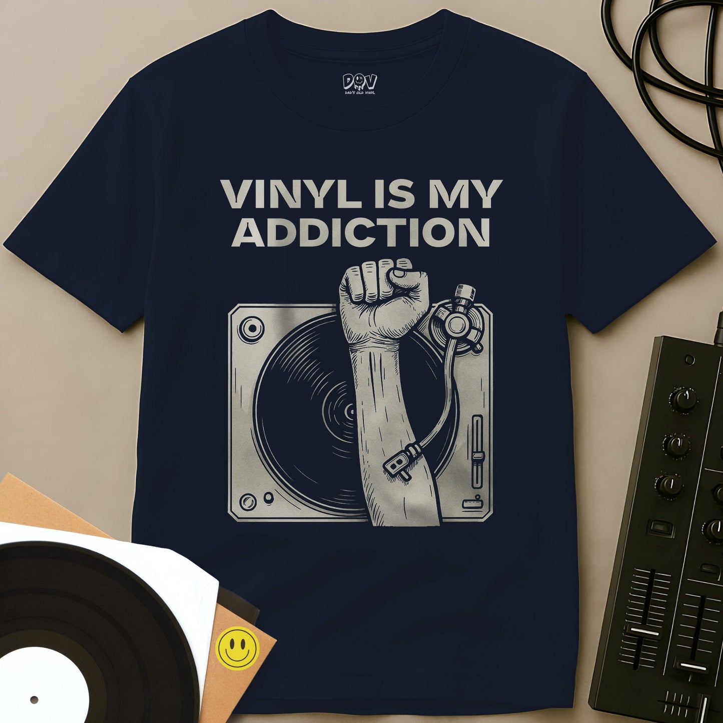 Vinyl Is My Addiction T-Shirt Navy / S Vinyl Is My Addiction T-Shirt