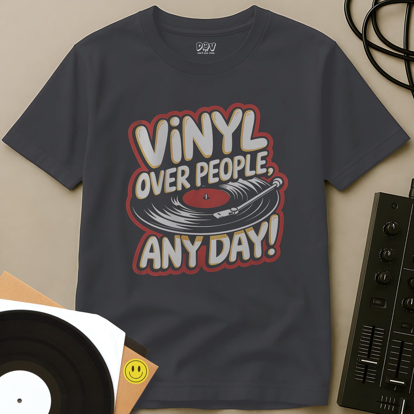 Vinyl Over People T-Shirt Charcoal / S Vinyl Over People T-Shirt