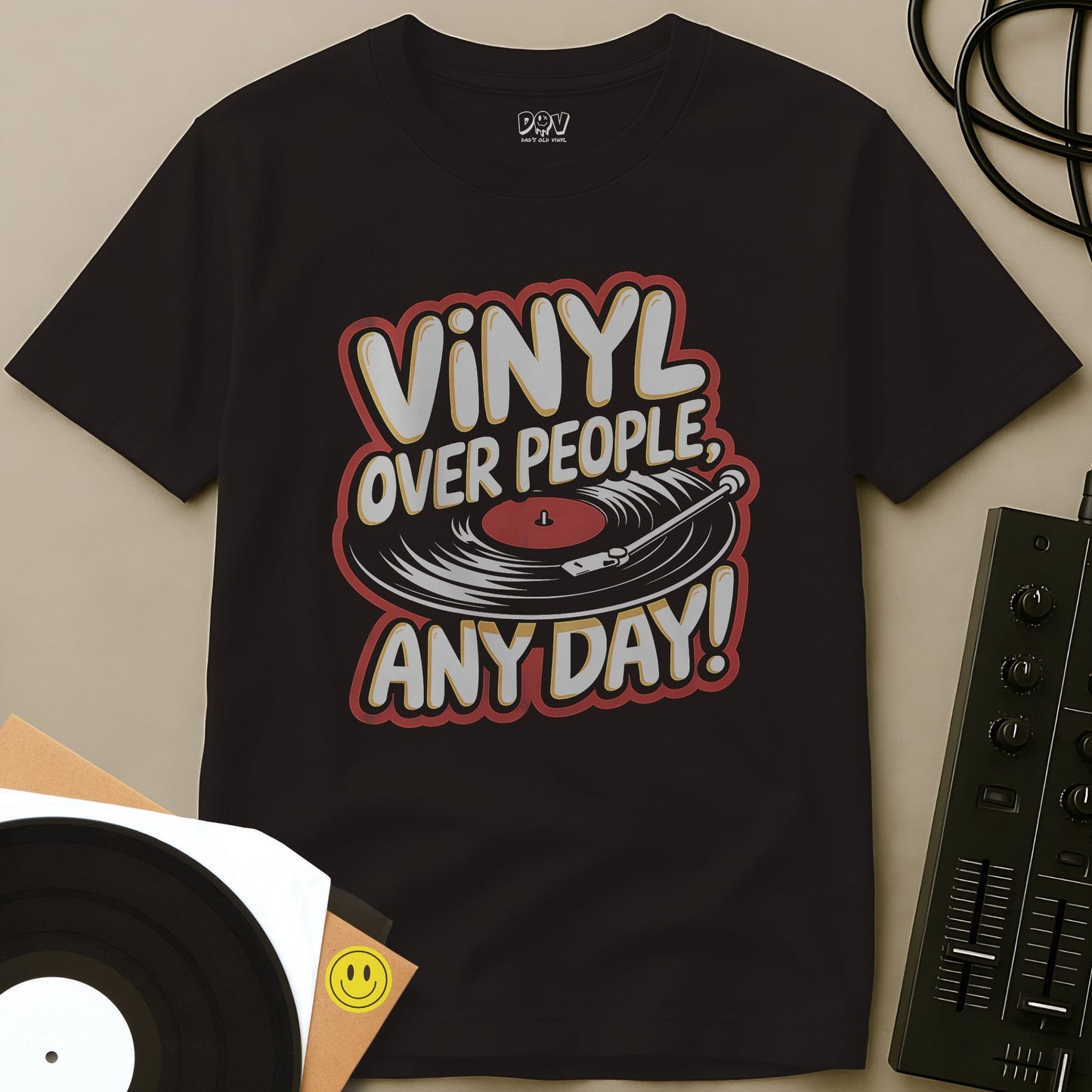 Vinyl Over People T-Shirt Dark Chocolate / S Vinyl Over People T-Shirt
