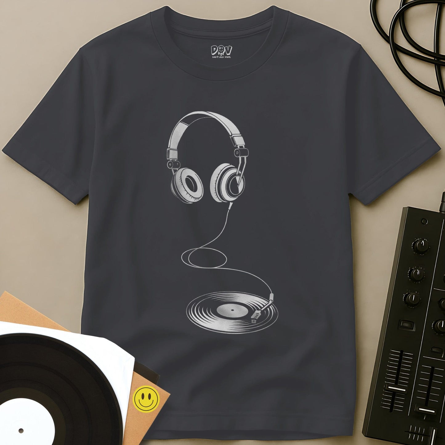 Vinyl To Ears T-Shirt Charcoal / S Vinyl To Ears T-Shirt