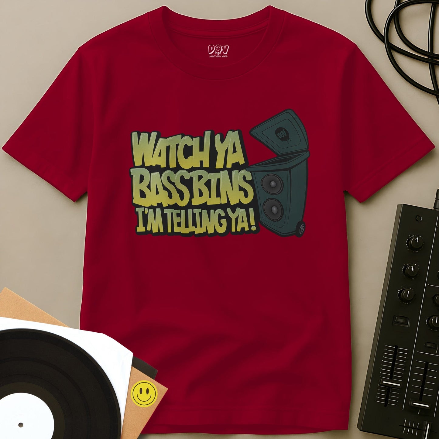 Watch Ya Bass Bins T-Shirt Red / S Watch Ya Bass Bins T-Shirt