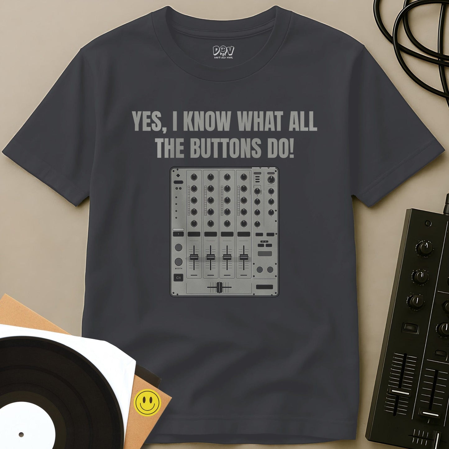 What The Buttons Do T-Shirt Charcoal / S What The Buttons Do T-Shirt