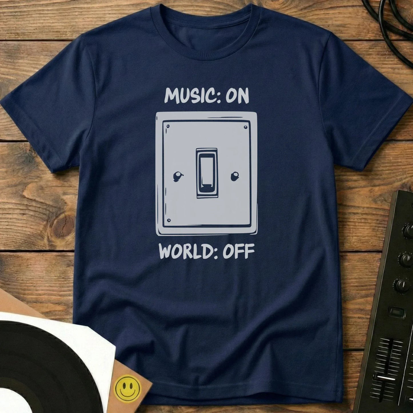Music On, World Off T-Shirt Navy / S Music On, World Off T-Shirt