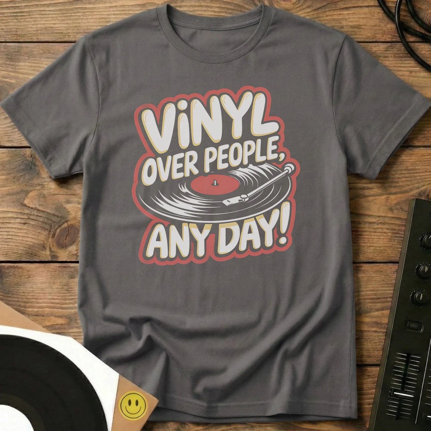 Vinyl Over People T-Shirt Charcoal / S Vinyl Over People T-Shirt