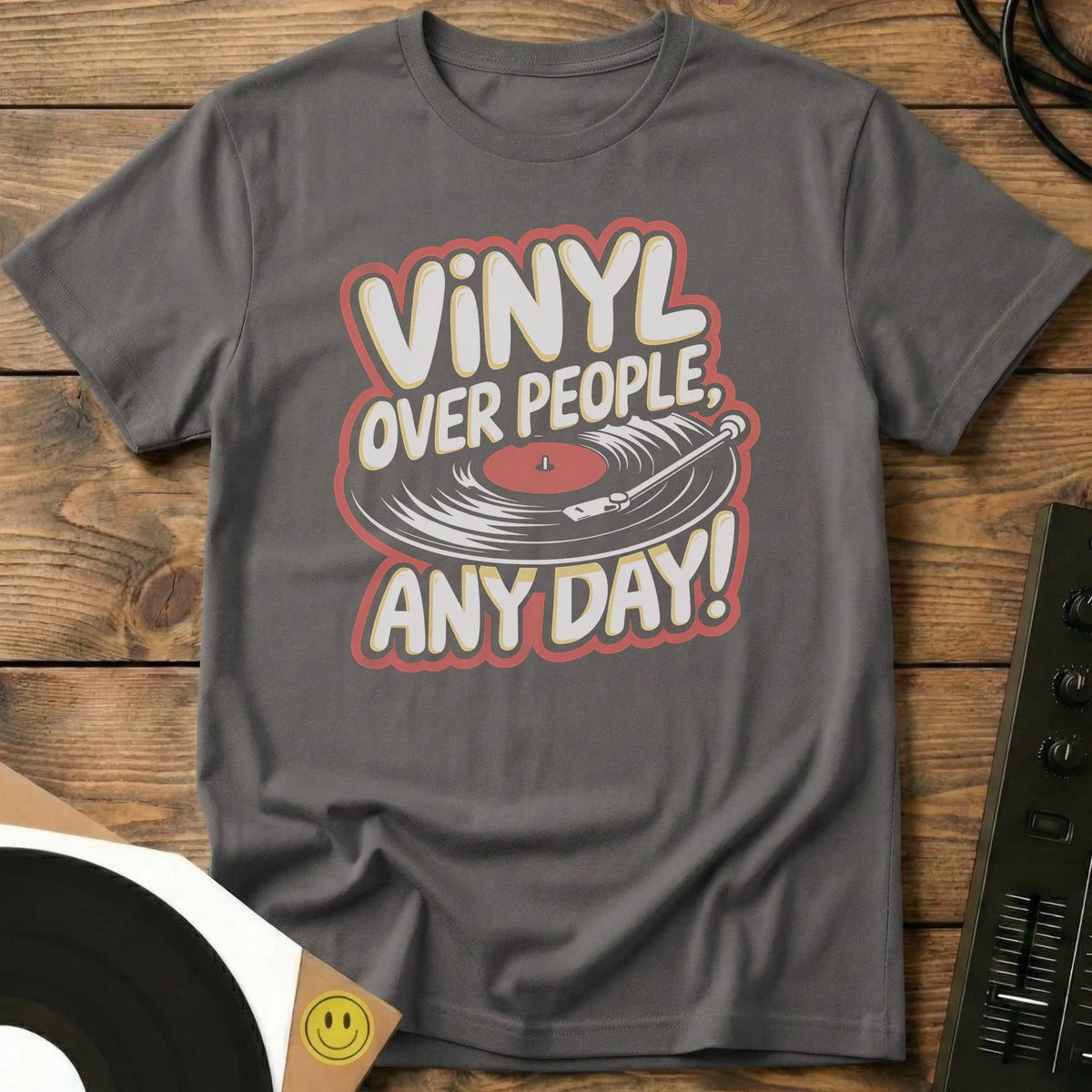 Vinyl Over People T-Shirt Charcoal / S Vinyl Over People T-Shirt