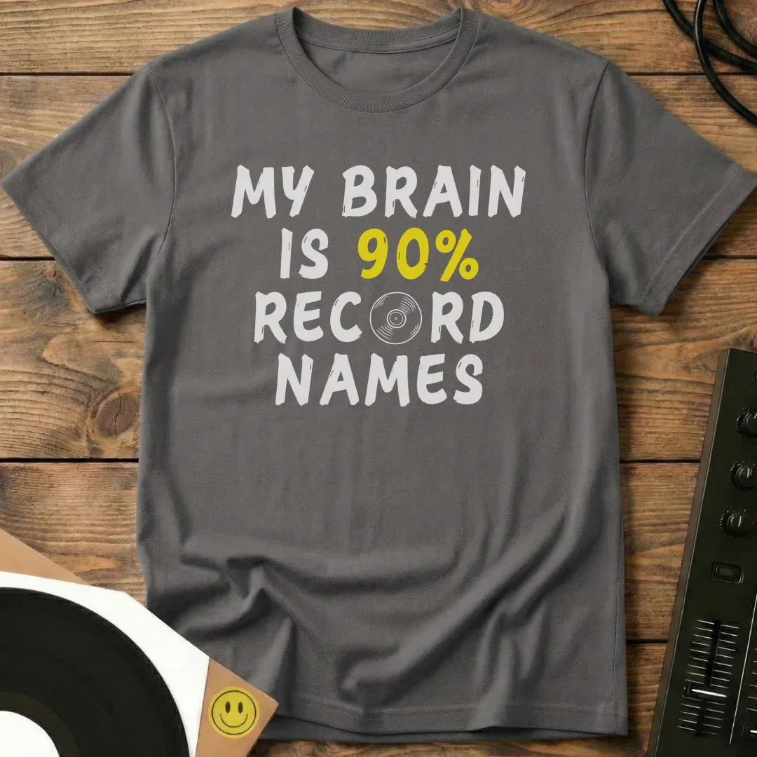 90% Record Names T-Shirt Charcoal / S 90% Record Names T-Shirt