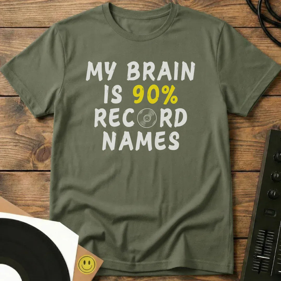 90% Record Names T-Shirt Military Green / S 90% Record Names T-Shirt