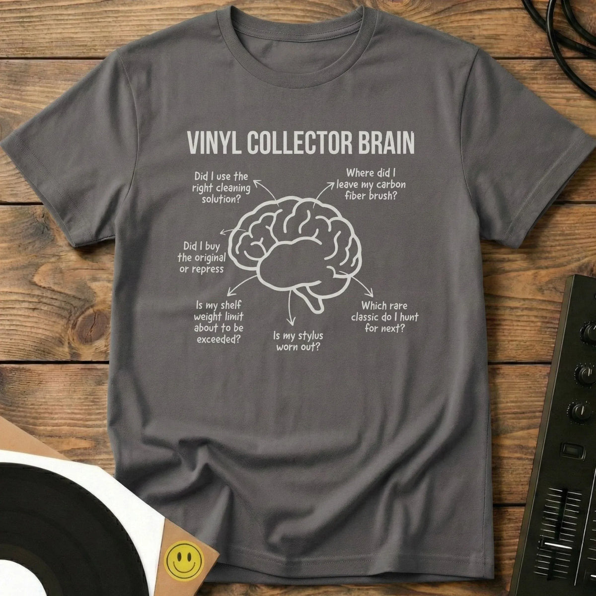 Vinyl Collector Brain T-Shirt Charcoal / S Vinyl Collector Brain T-Shirt