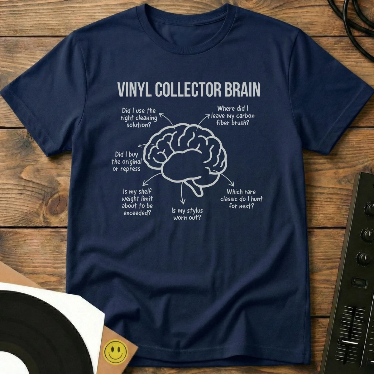 Vinyl Collector Brain T-Shirt Navy / S Vinyl Collector Brain T-Shirt