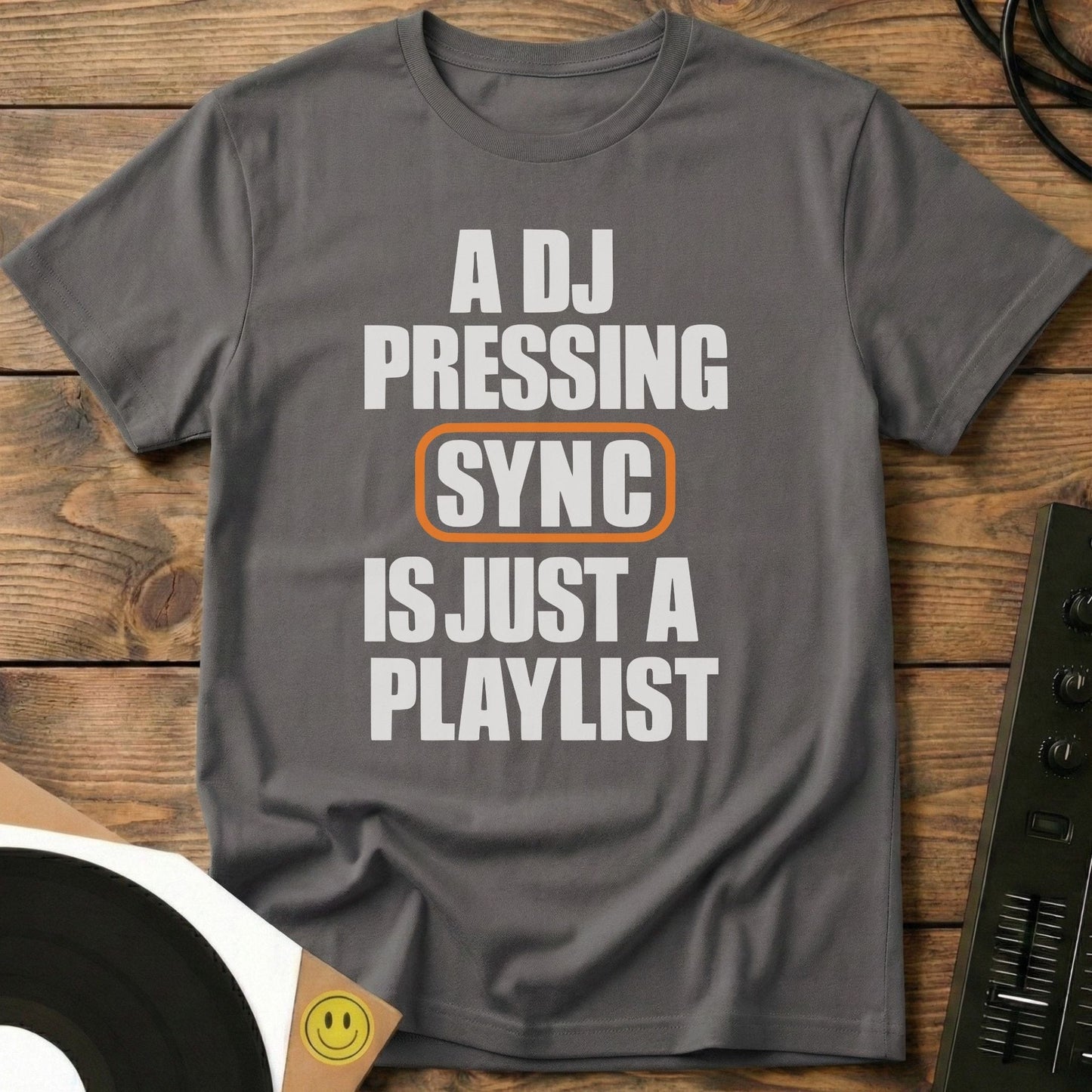 A DJ Pressing Sync T-Shirt Charcoal / S A DJ Pressing Sync T-Shirt