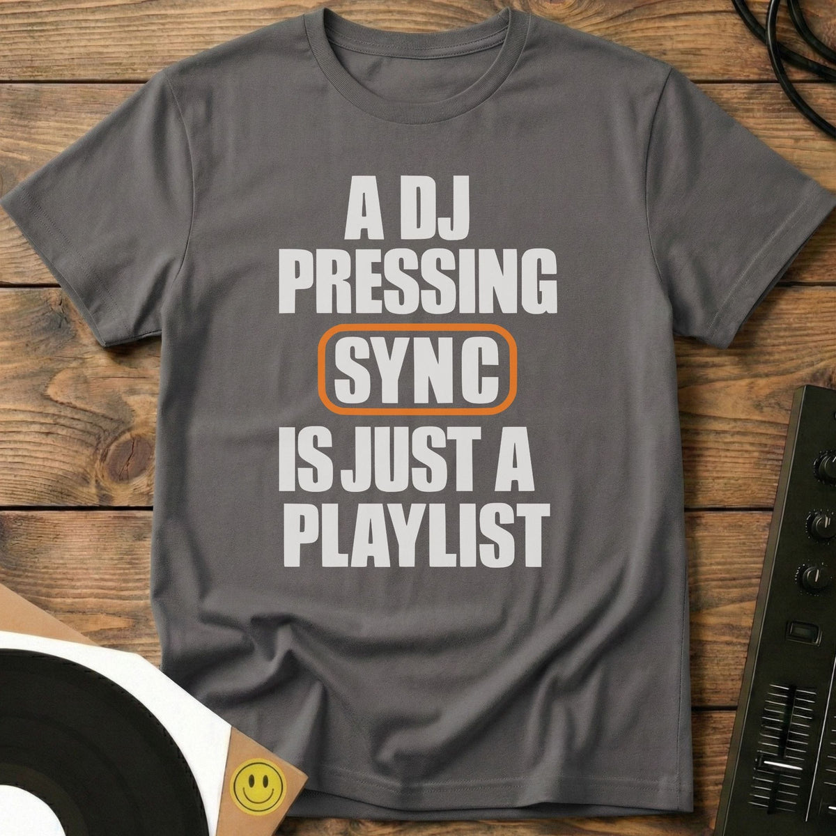 A DJ Pressing Sync T-Shirt Charcoal / S A DJ Pressing Sync T-Shirt