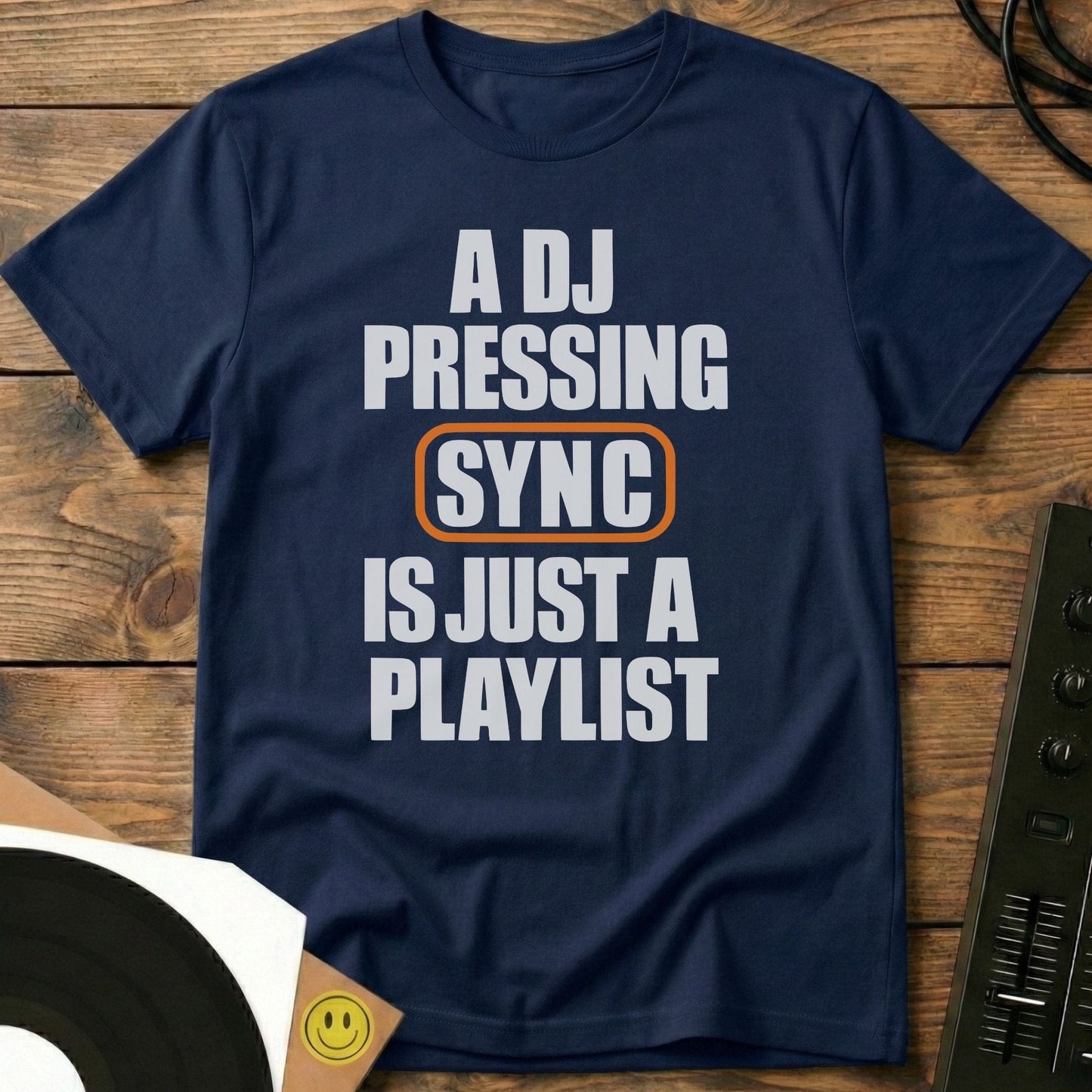 A DJ Pressing Sync T-Shirt Navy / S A DJ Pressing Sync T-Shirt