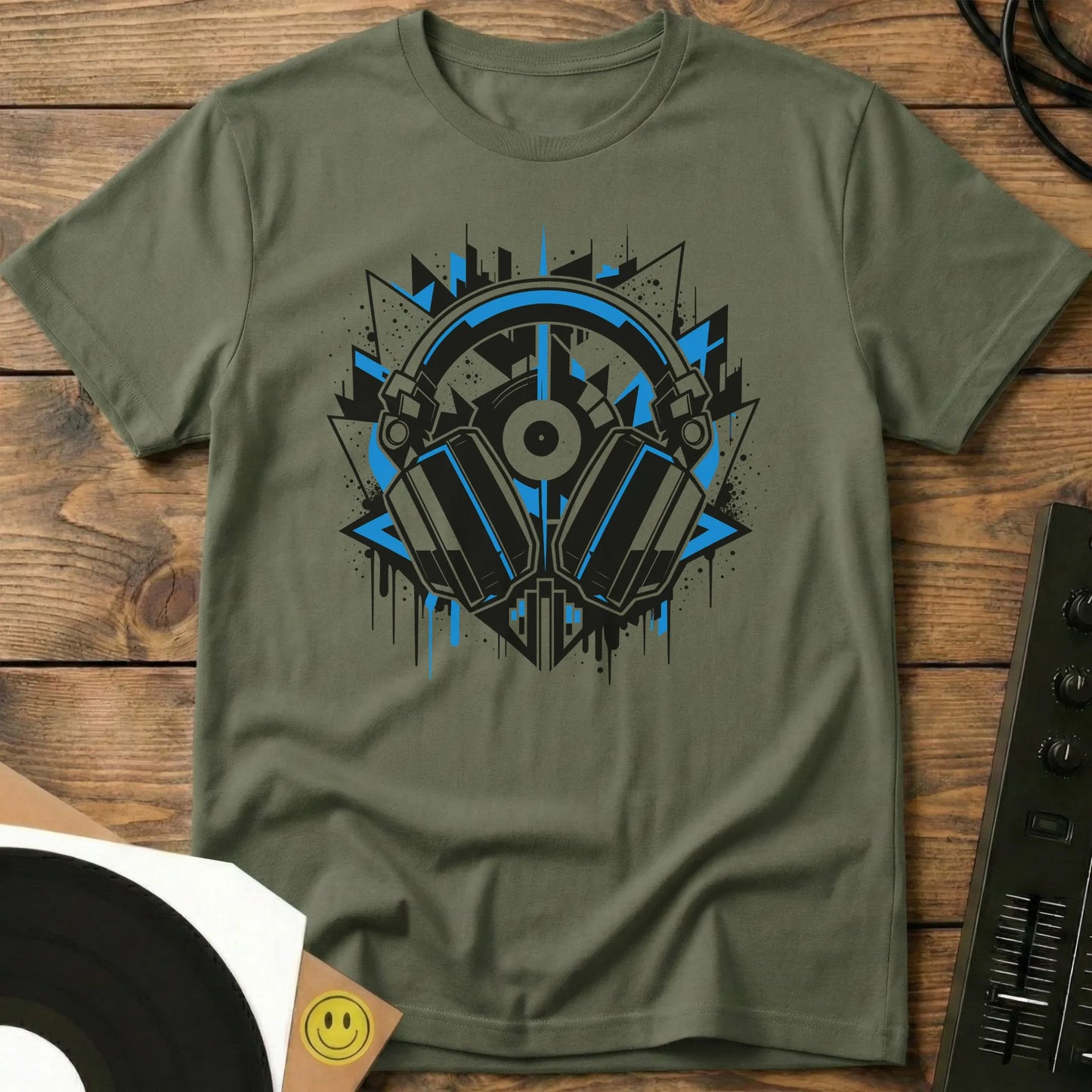 Abstract Headphones T-Shirt Military Green / S Abstract Headphones T-Shirt