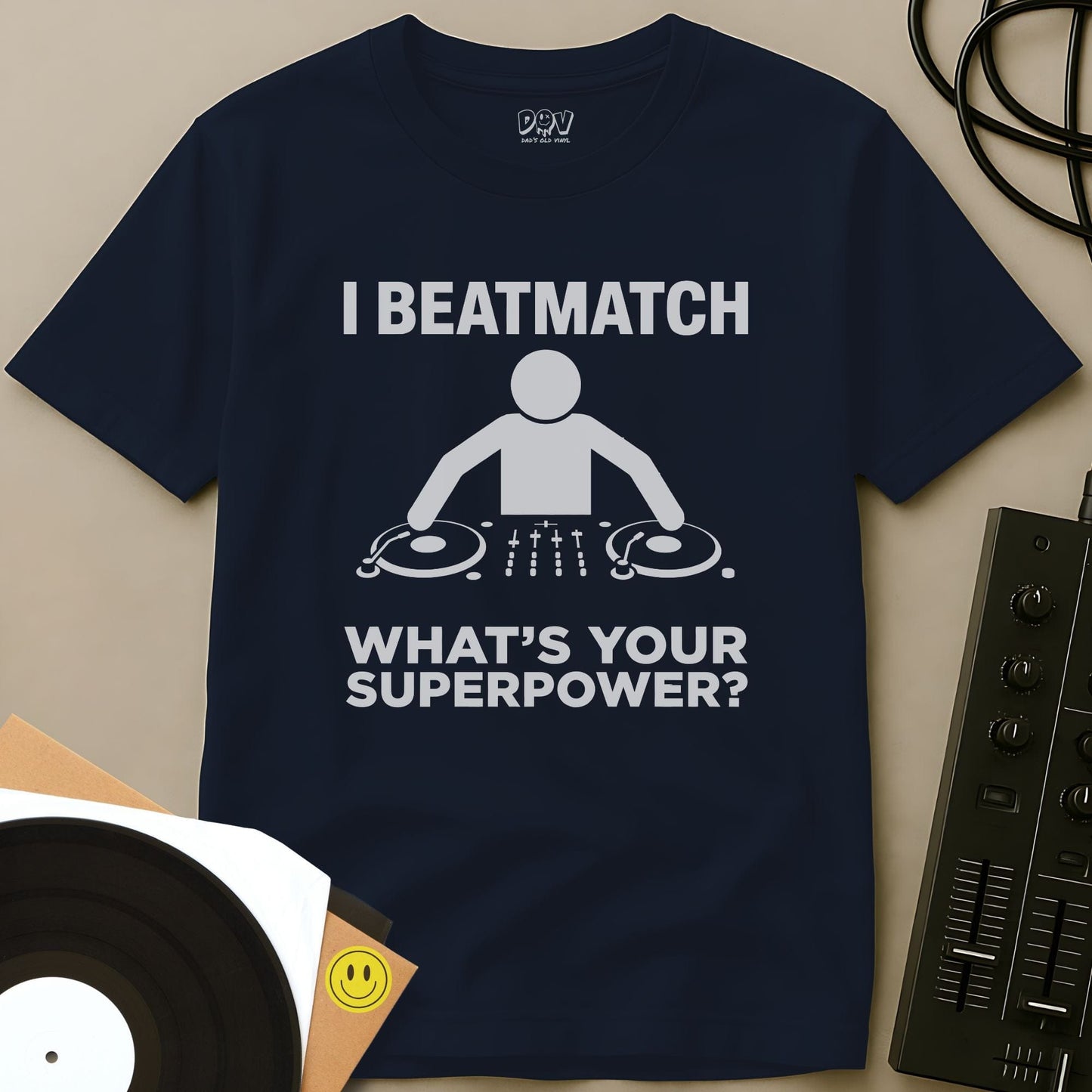 Beatmatching Superpower T-Shirt Navy / S Beatmatching Superpower T-Shirt