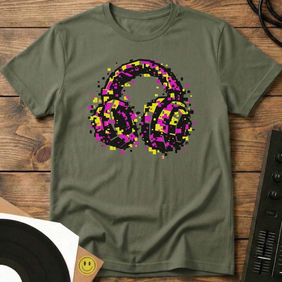Blocky Headphones T-Shirt Military Green / S Blocky Headphones T-Shirt